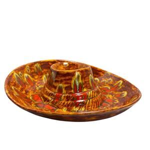 VTG 1970s Chip n Dip Sombrero glazed brown dish. 13 inch diameter.